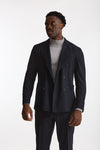 Giacca doppiopetto in lana stretch blu men Santaniello - 3