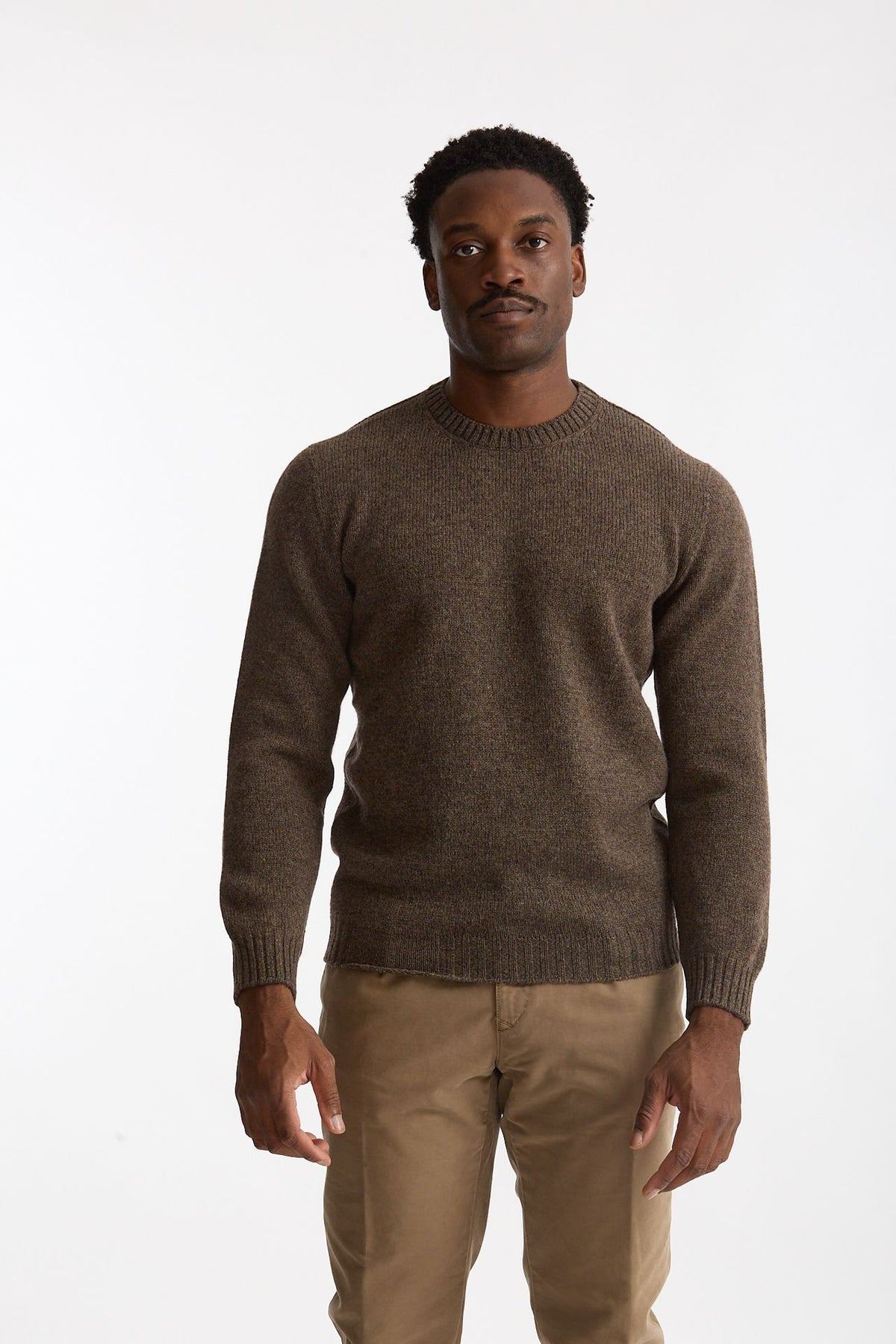 Maglia girocollo in lana marrone chiaro men Scaglione - 1