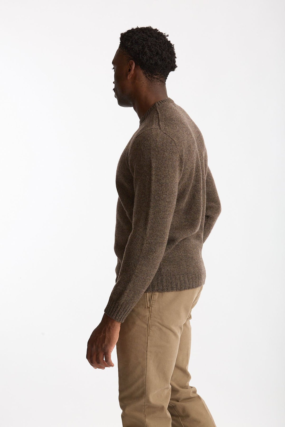Maglia girocollo in lana marrone chiaro men Scaglione - 2
