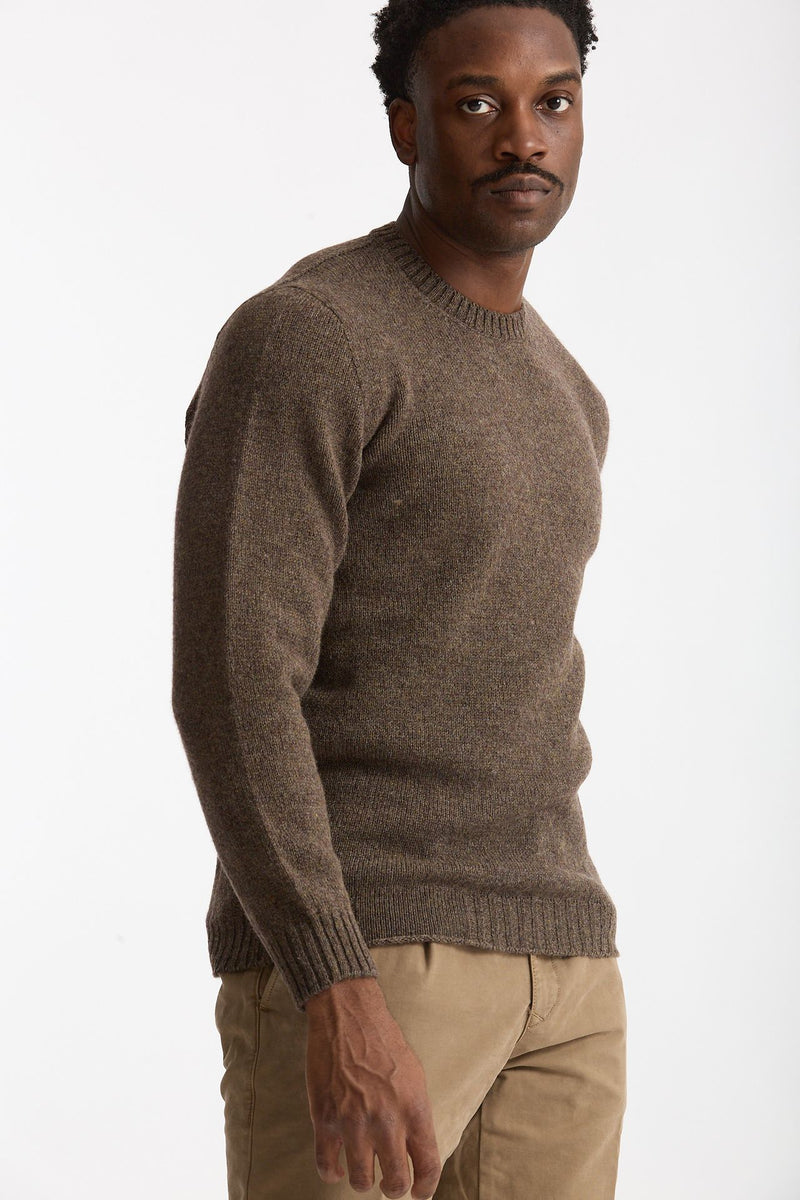 Maglia girocollo in lana marrone chiaro men Scaglione - 4