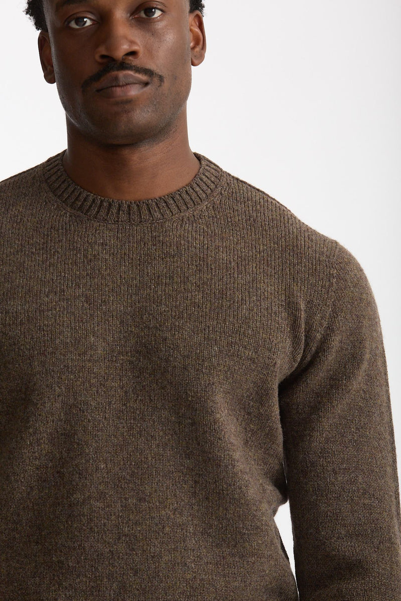 Maglia girocollo in lana marrone chiaro men Scaglione - 5