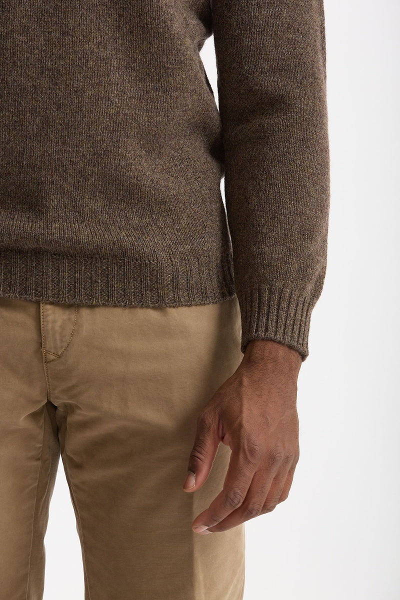 Maglia girocollo in lana marrone chiaro men Scaglione - 6