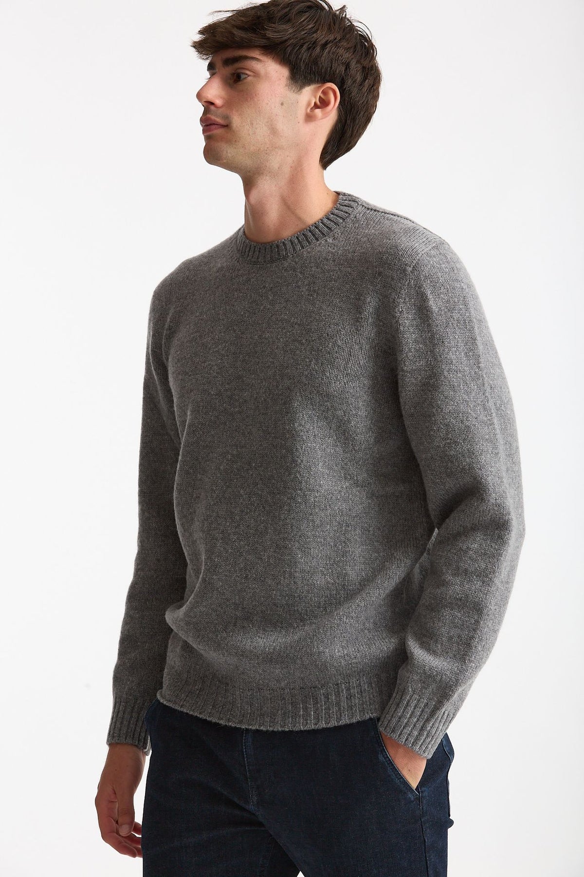 Maglia girocollo in lana grigio men Scaglione - 1
