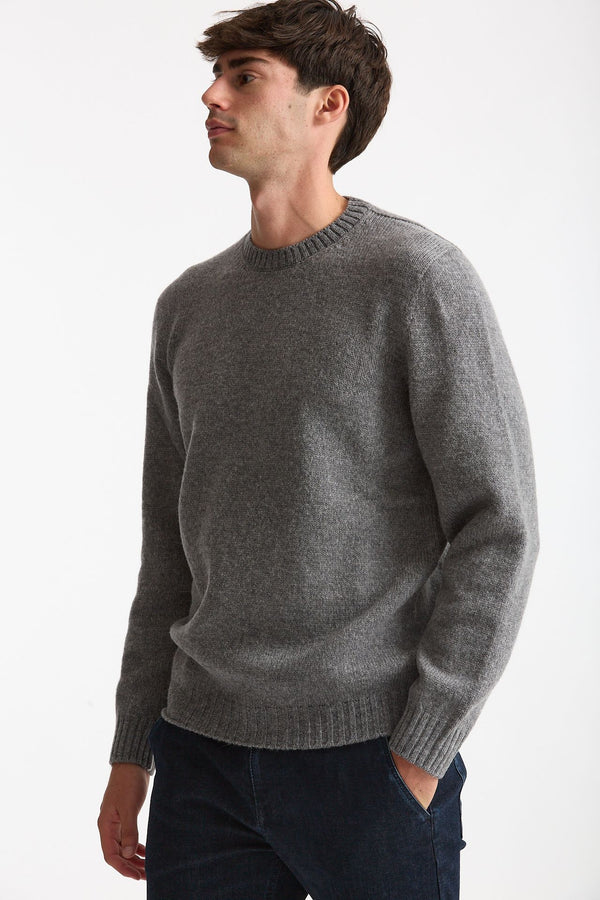 Maglia girocollo in lana grigio men Scaglione