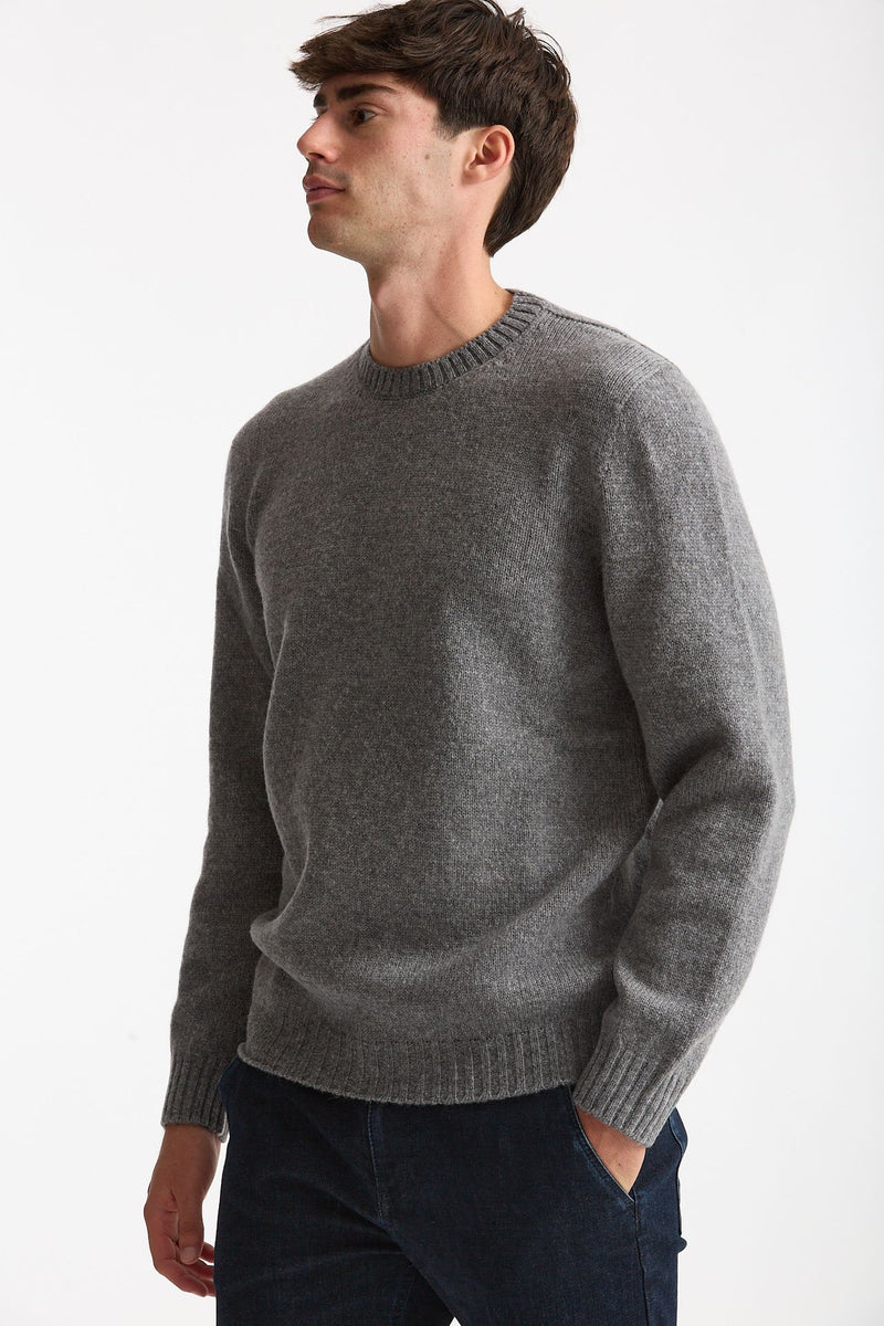 Maglia girocollo in lana grigio men Scaglione - 1