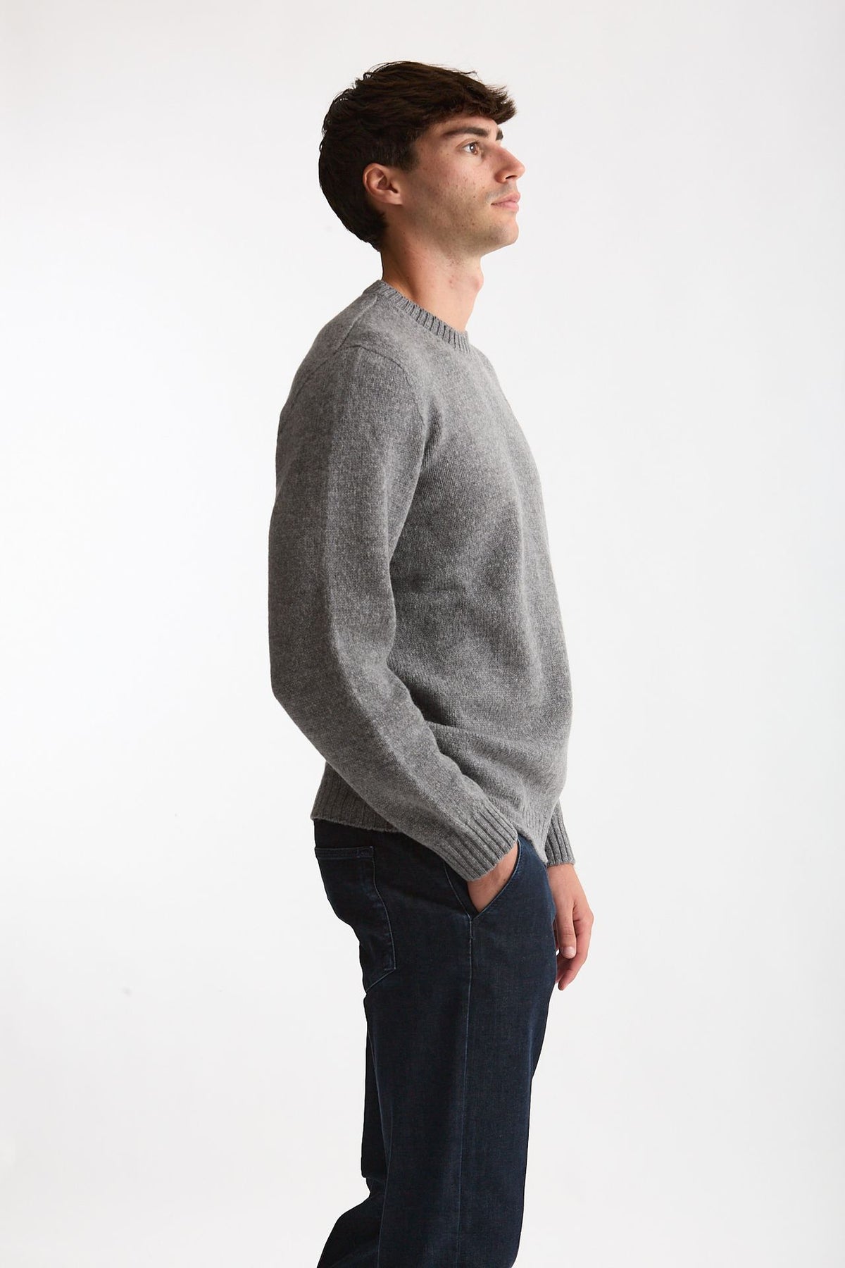Maglia girocollo in lana grigio men Scaglione - 4