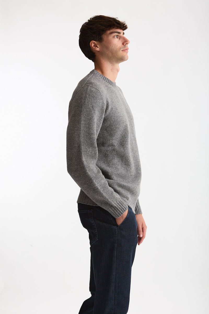 Maglia girocollo in lana grigio men Scaglione - 4