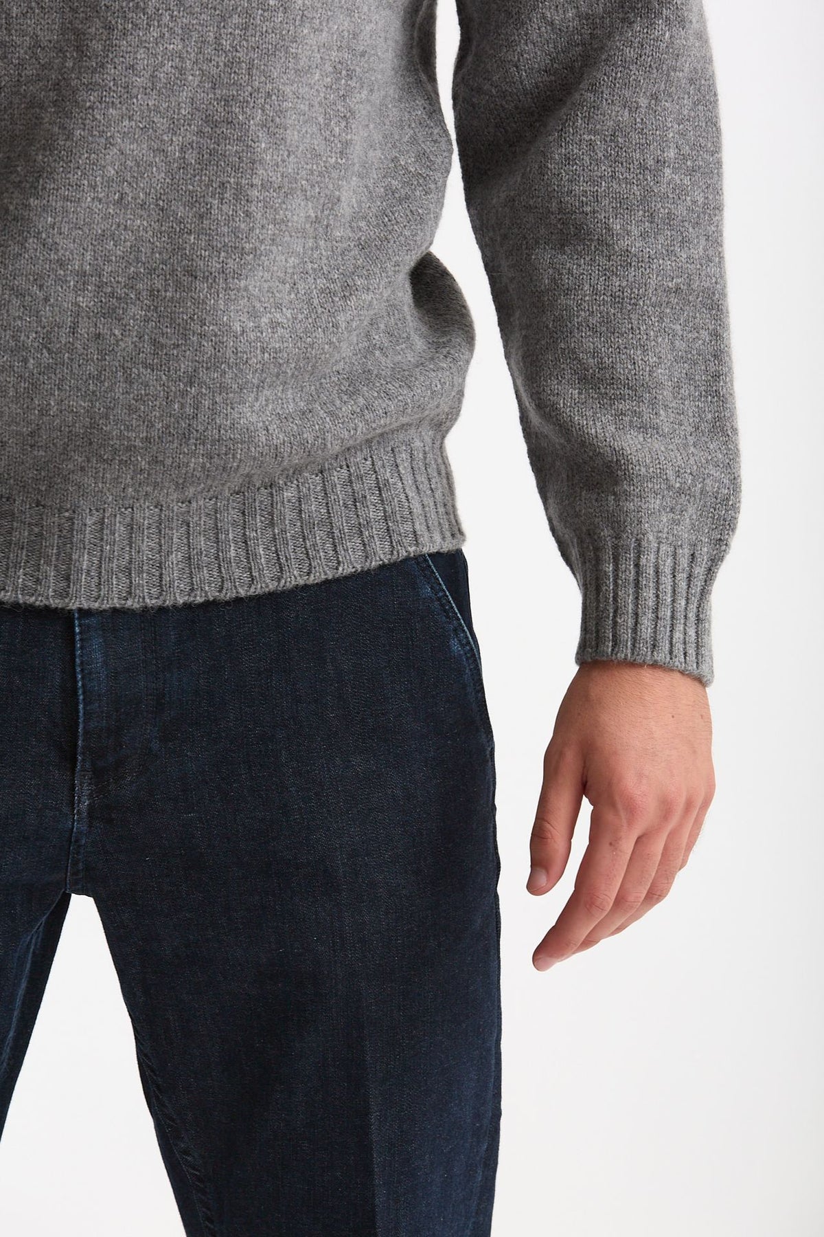Maglia girocollo in lana grigio men Scaglione - 6