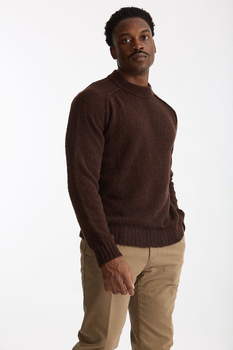 Maglia girocollo in lana cashmere marrone men Scaglione - 1