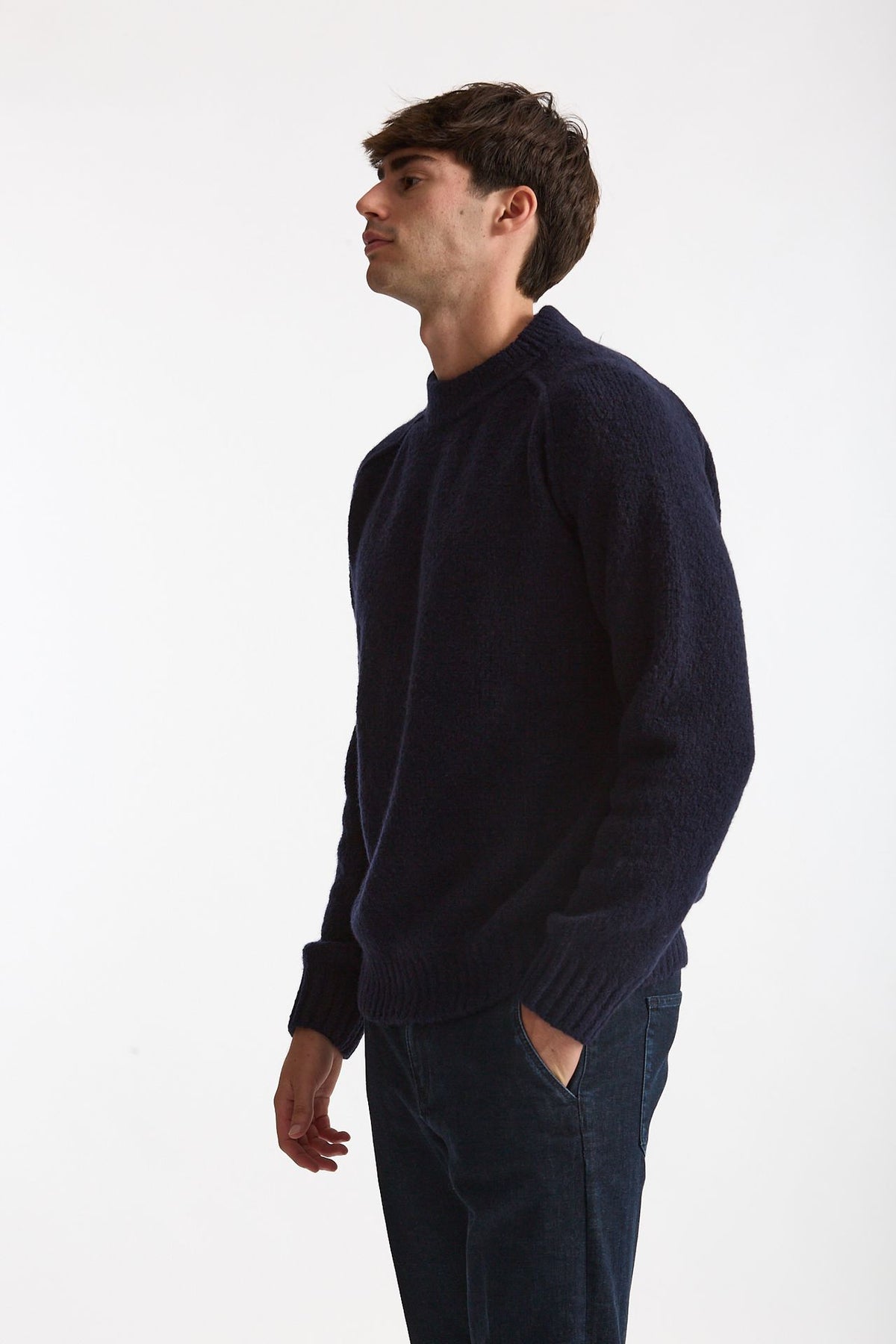 Maglia girocollo in lana cashmere blu men Scaglione - 2