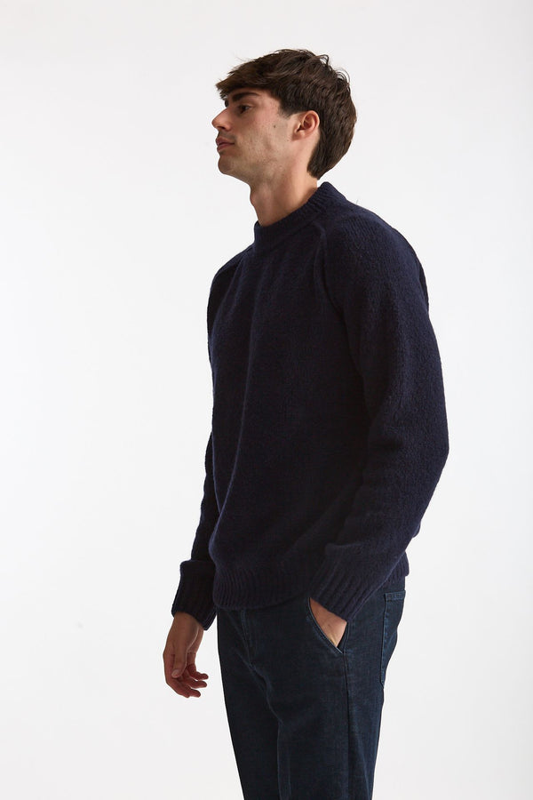 Maglia girocollo in lana cashmere blu men Scaglione