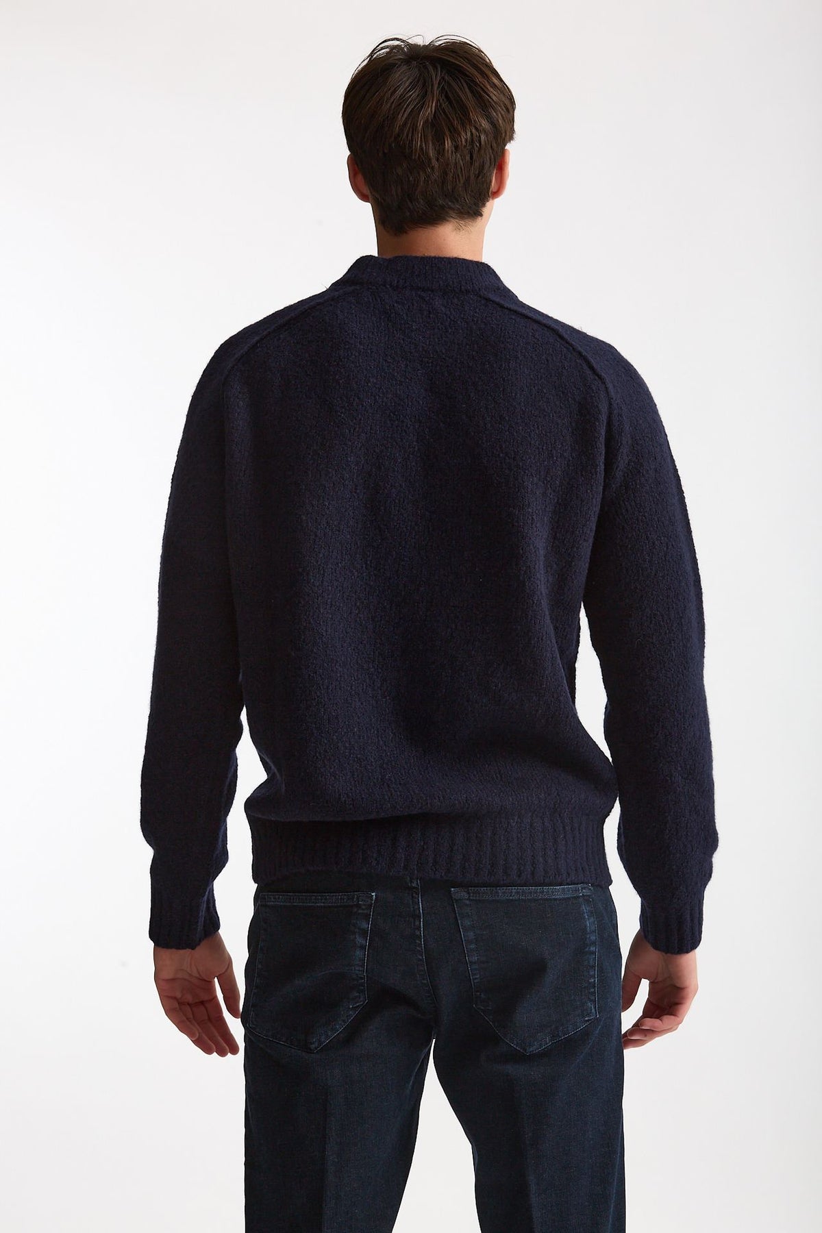 Maglia girocollo in lana cashmere blu men Scaglione - 3