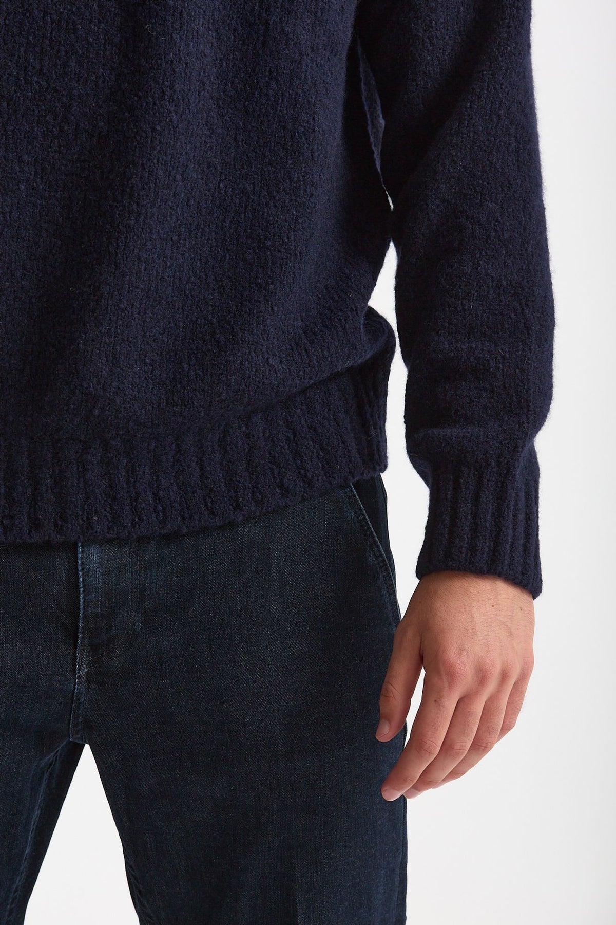 Maglia girocollo in lana cashmere blu men Scaglione - 6