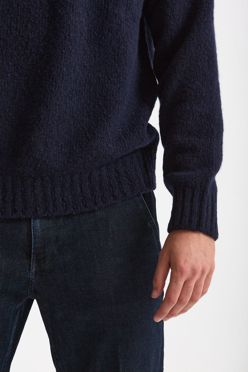 Maglia girocollo in lana cashmere blu men Scaglione - 6