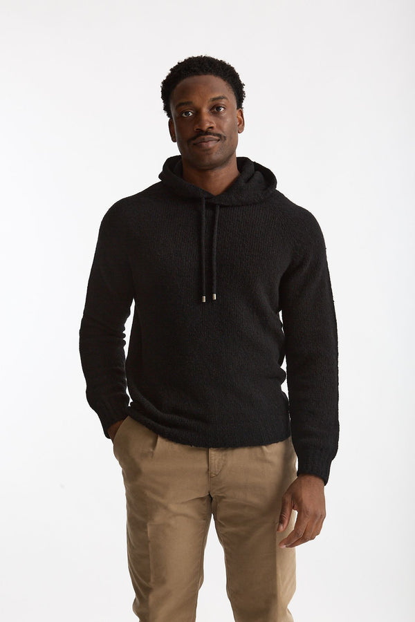 Maglia felpa in lana e cashmere nero men Scaglione