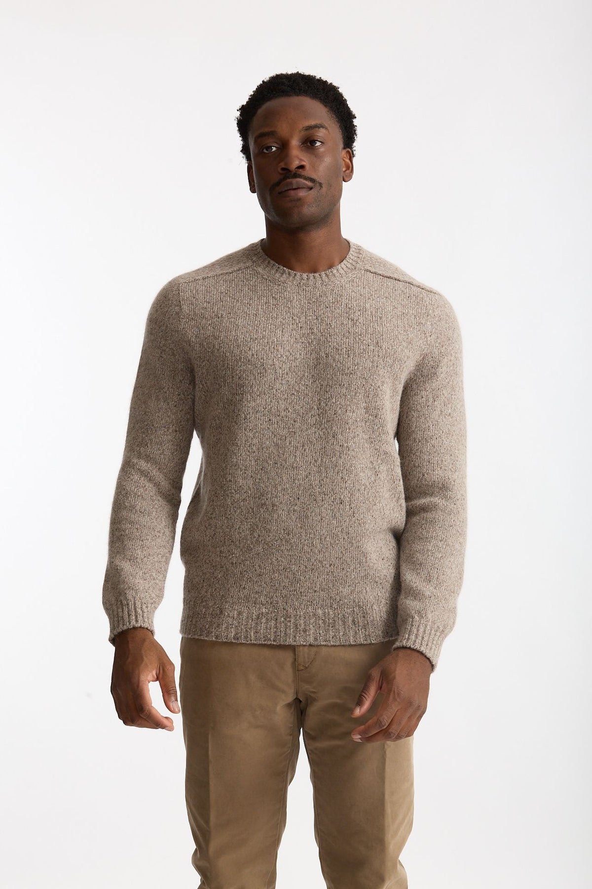 Maglia in lana, alpaca, seta e nylon tweed beige men Scaglione - 2