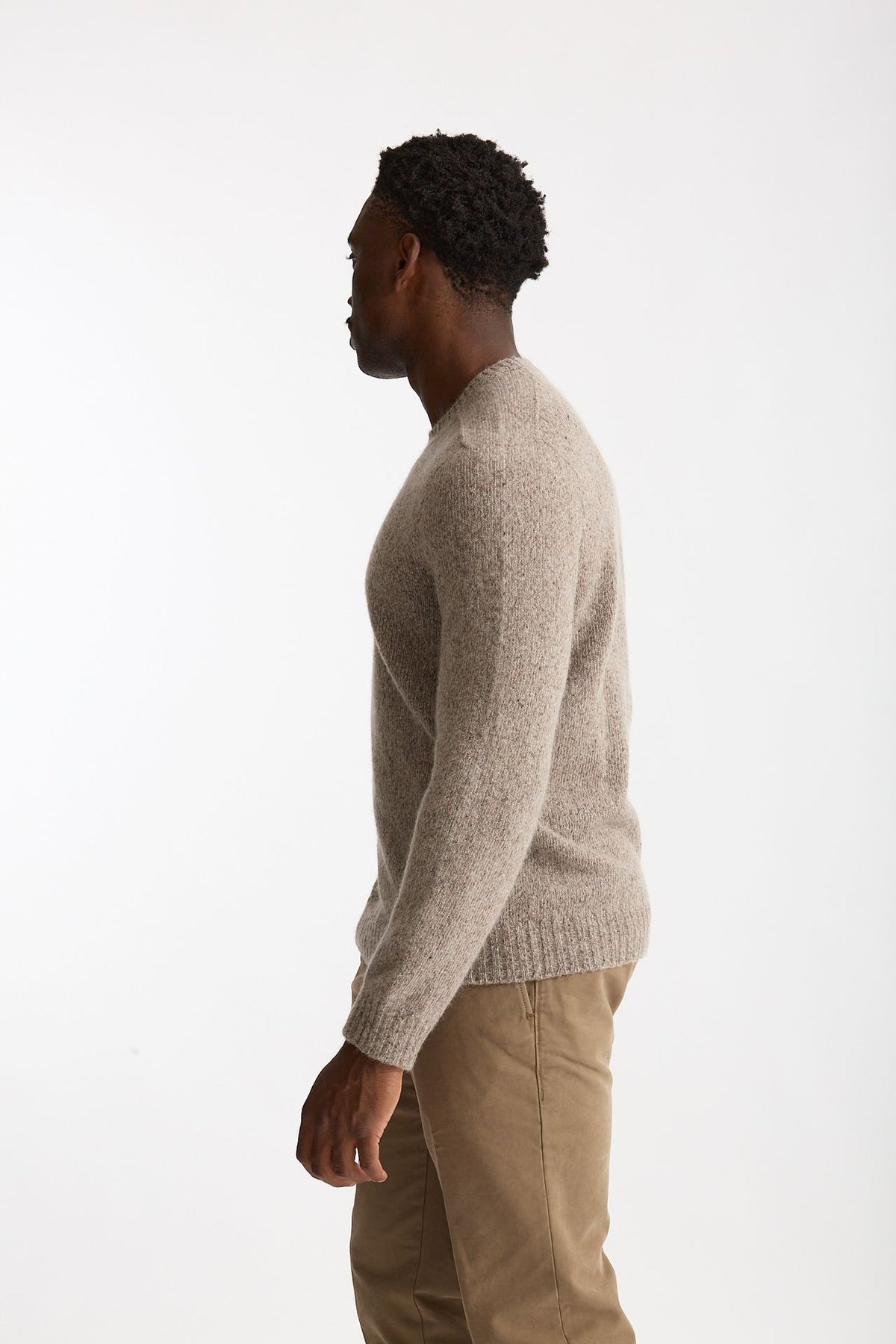 Maglia in lana, alpaca, seta e nylon tweed beige men Scaglione - 3