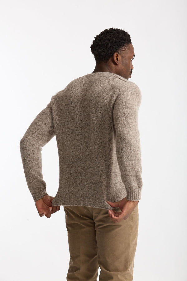 Maglia in lana, alpaca, seta e nylon tweed beige men Scaglione