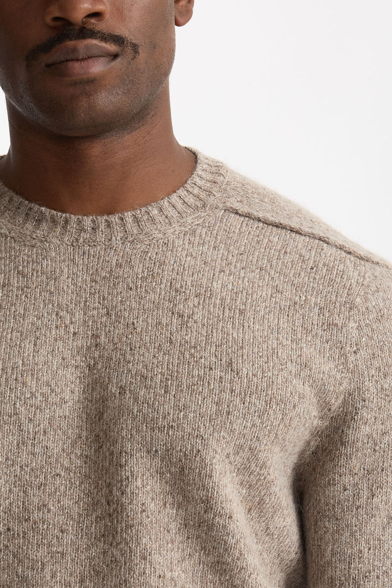 Maglia in lana, alpaca, seta e nylon tweed beige men Scaglione - 5