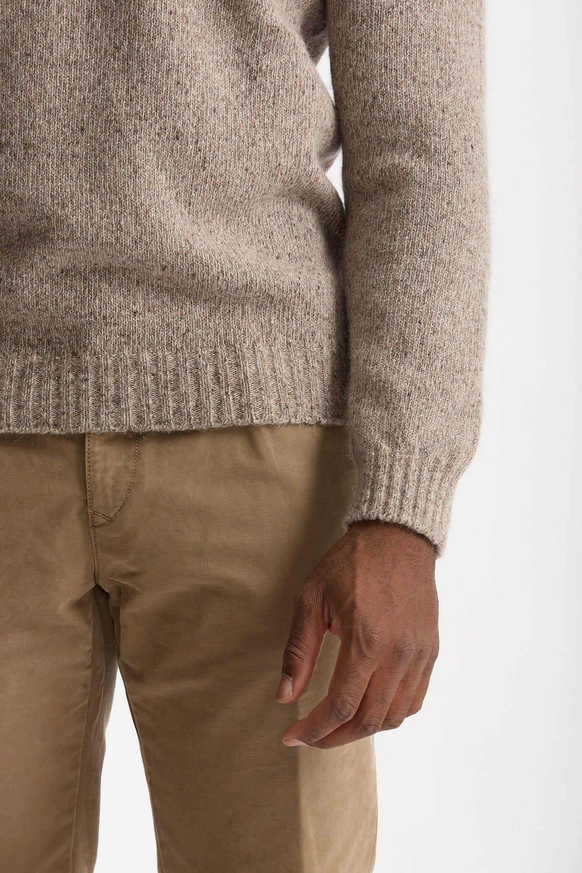 Maglia in lana, alpaca, seta e nylon tweed beige men Scaglione - 6