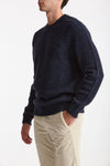 Maglia in lana, alpaca, seta e nylon tweed blu men Scaglione - 1