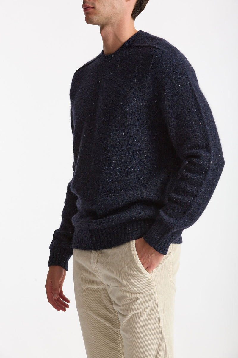 Maglia in lana, alpaca, seta e nylon tweed blu men Scaglione - 1
