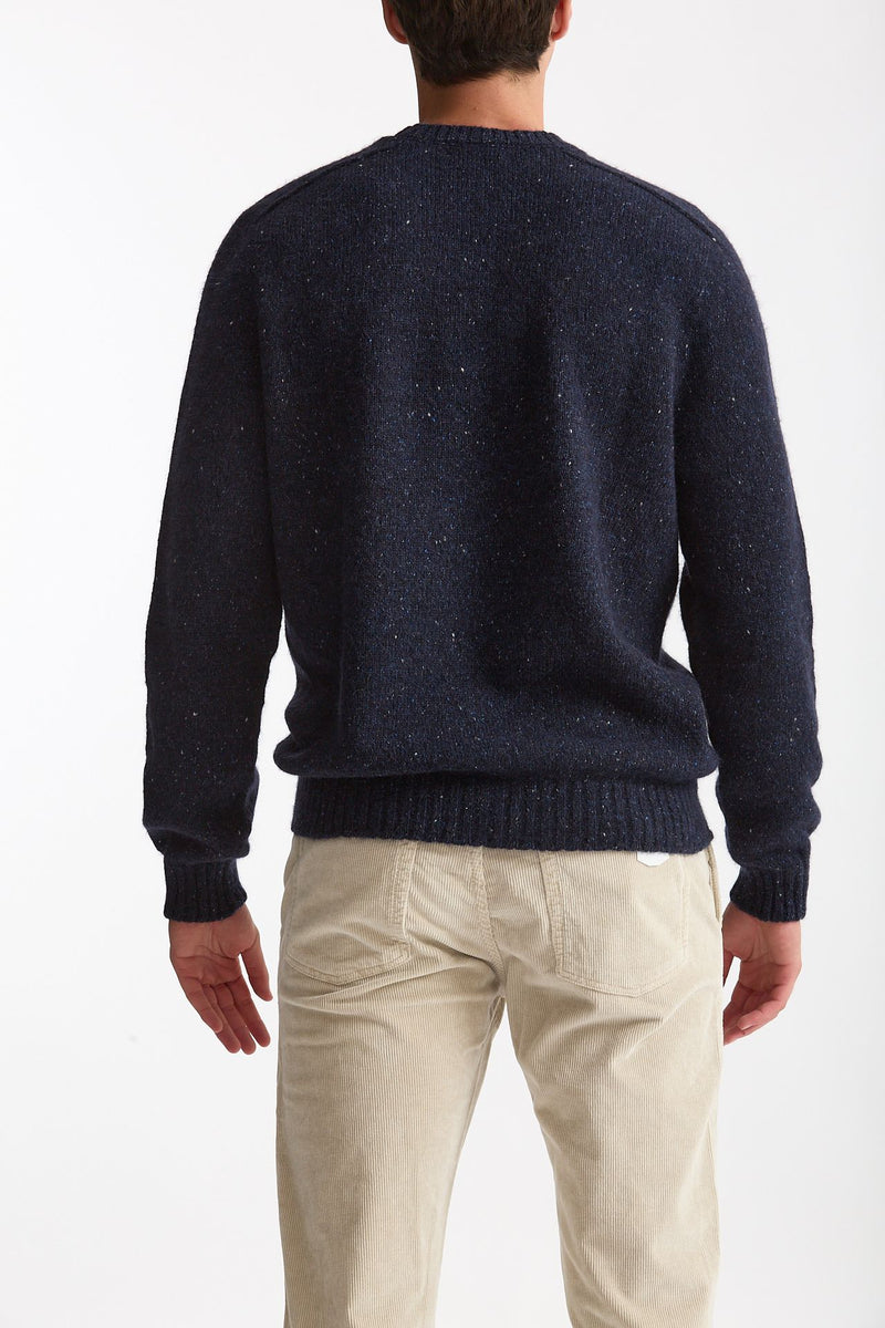 Maglia in lana, alpaca, seta e nylon tweed blu men Scaglione - 3