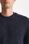 Maglia in lana, alpaca, seta e nylon tweed blu men Scaglione - 5