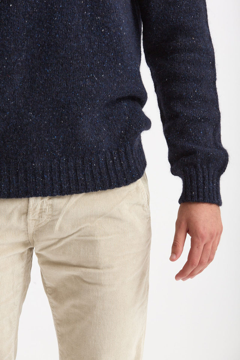 Maglia in lana, alpaca, seta e nylon tweed blu men Scaglione - 6