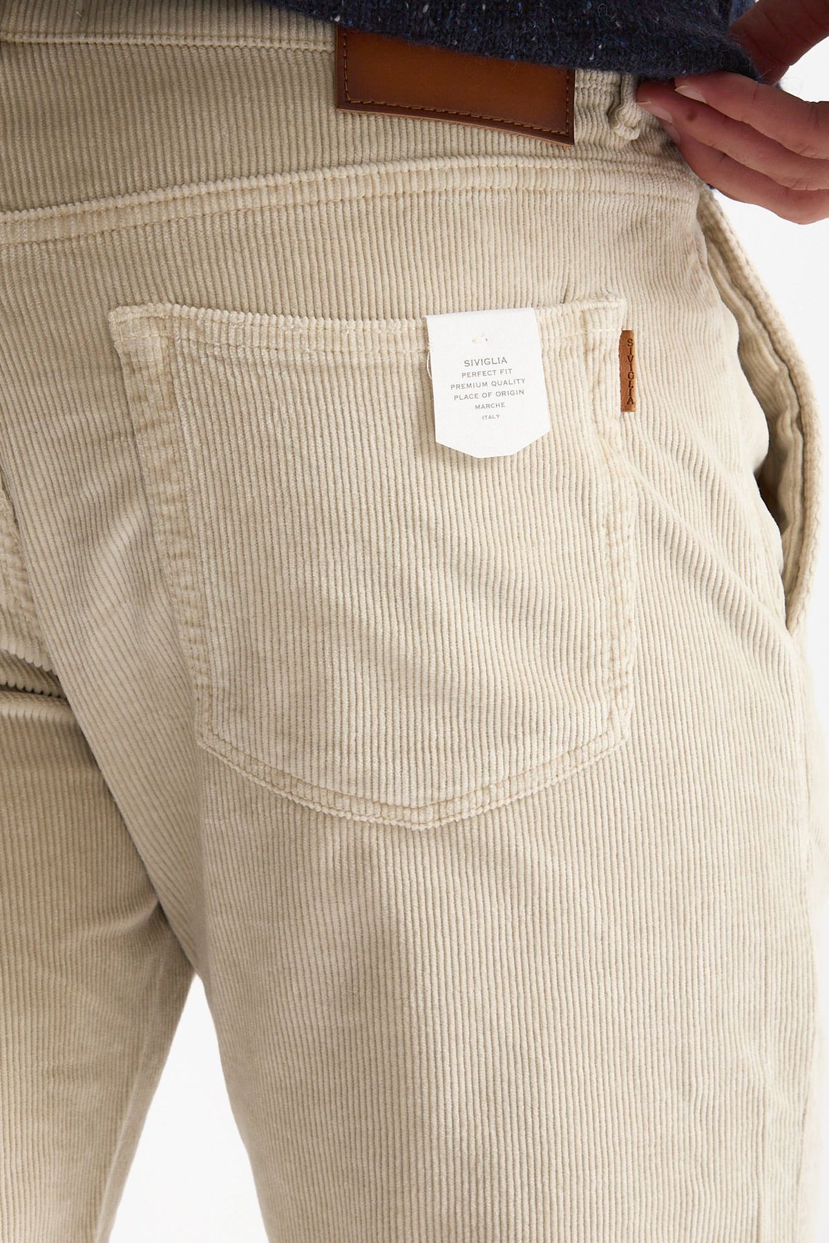 Jeans velluto stretch stone washed panna men Siviglia - 7
