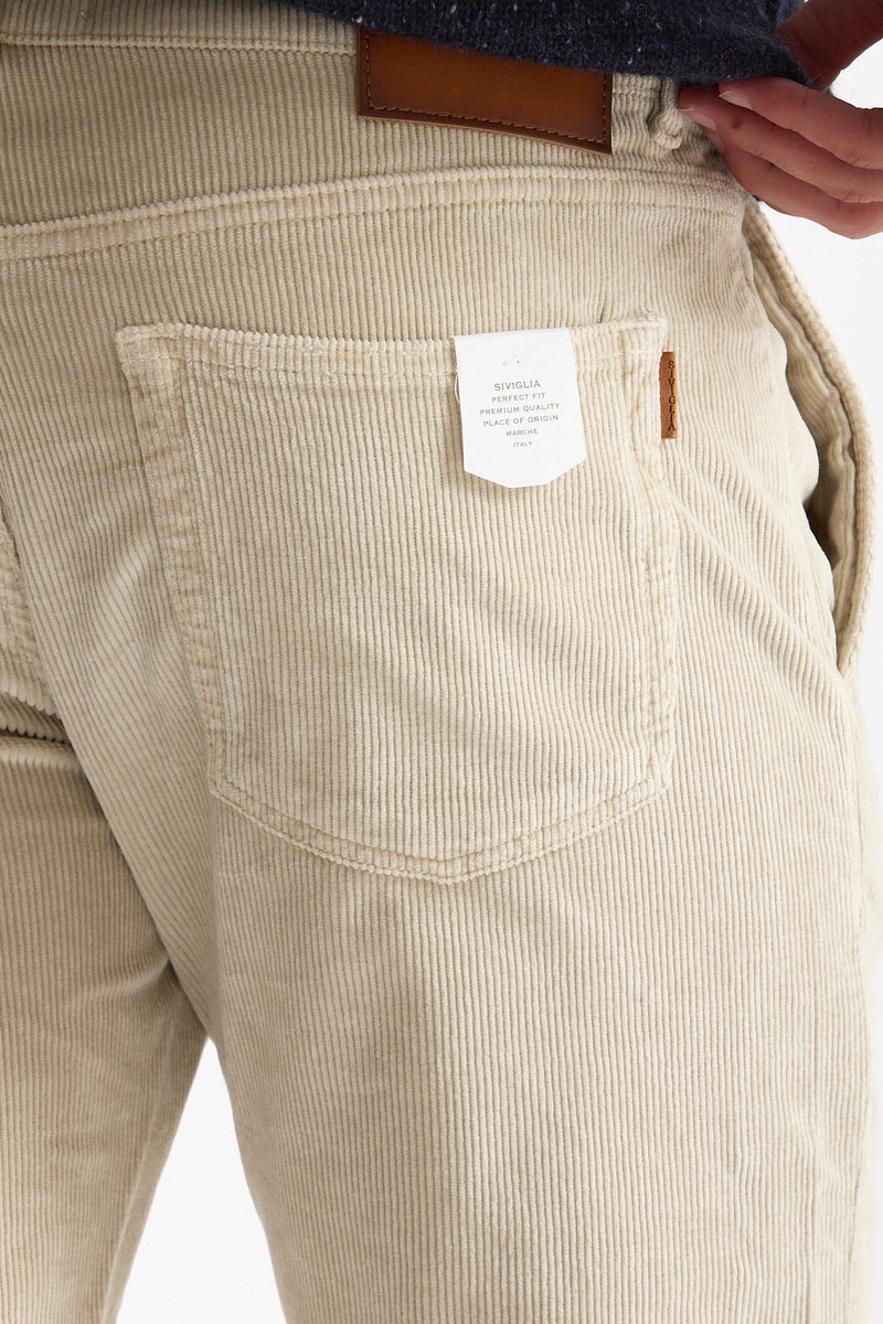 Jeans velluto stretch stone washed panna men Siviglia - 7