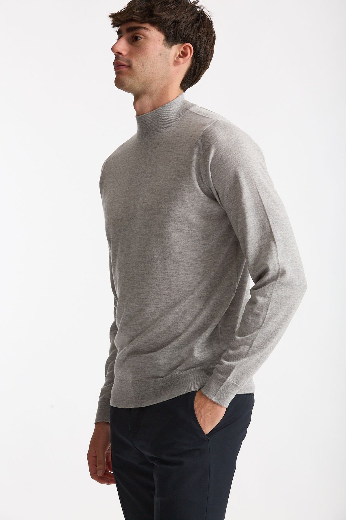 Maglia lupetto in lana grigio chiaro men John smedley - 1