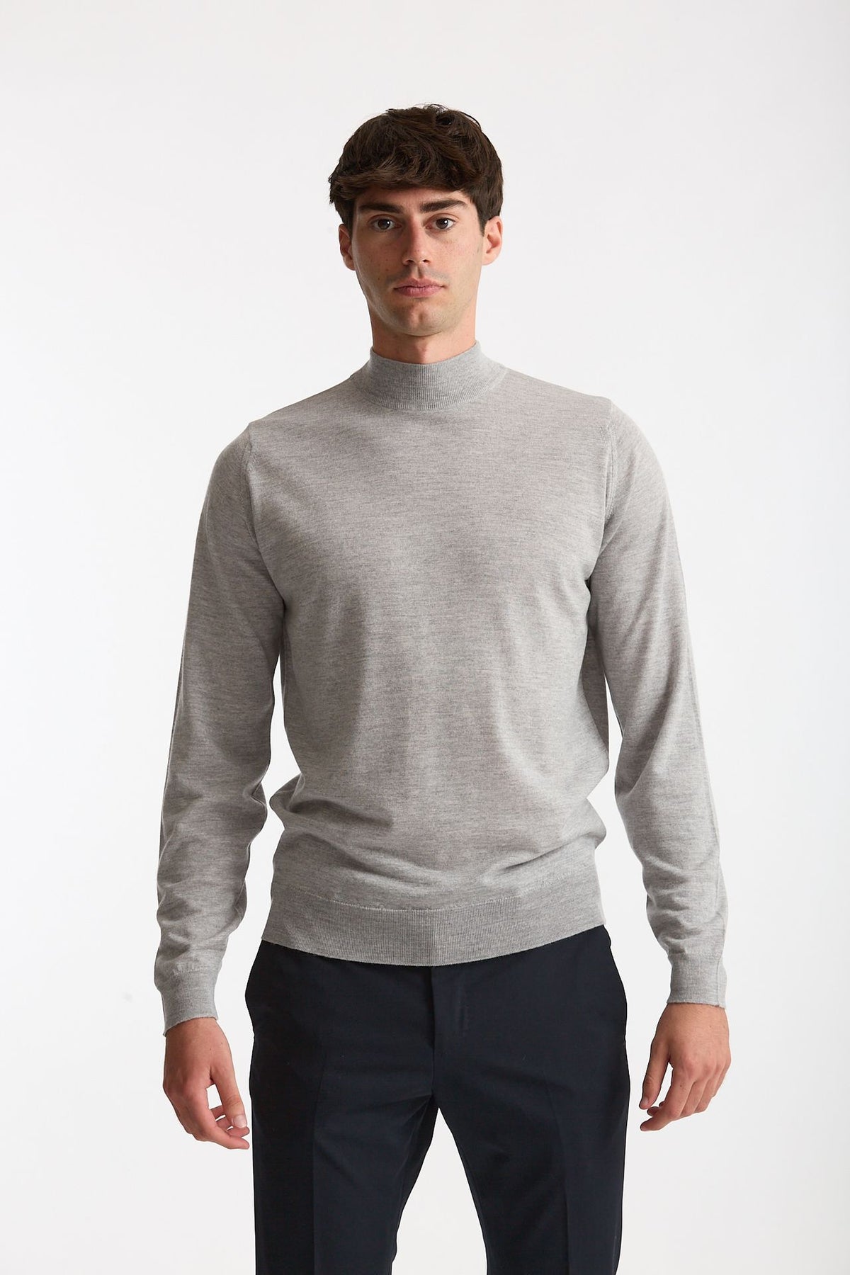 Maglia lupetto in lana grigio chiaro men John smedley - 6