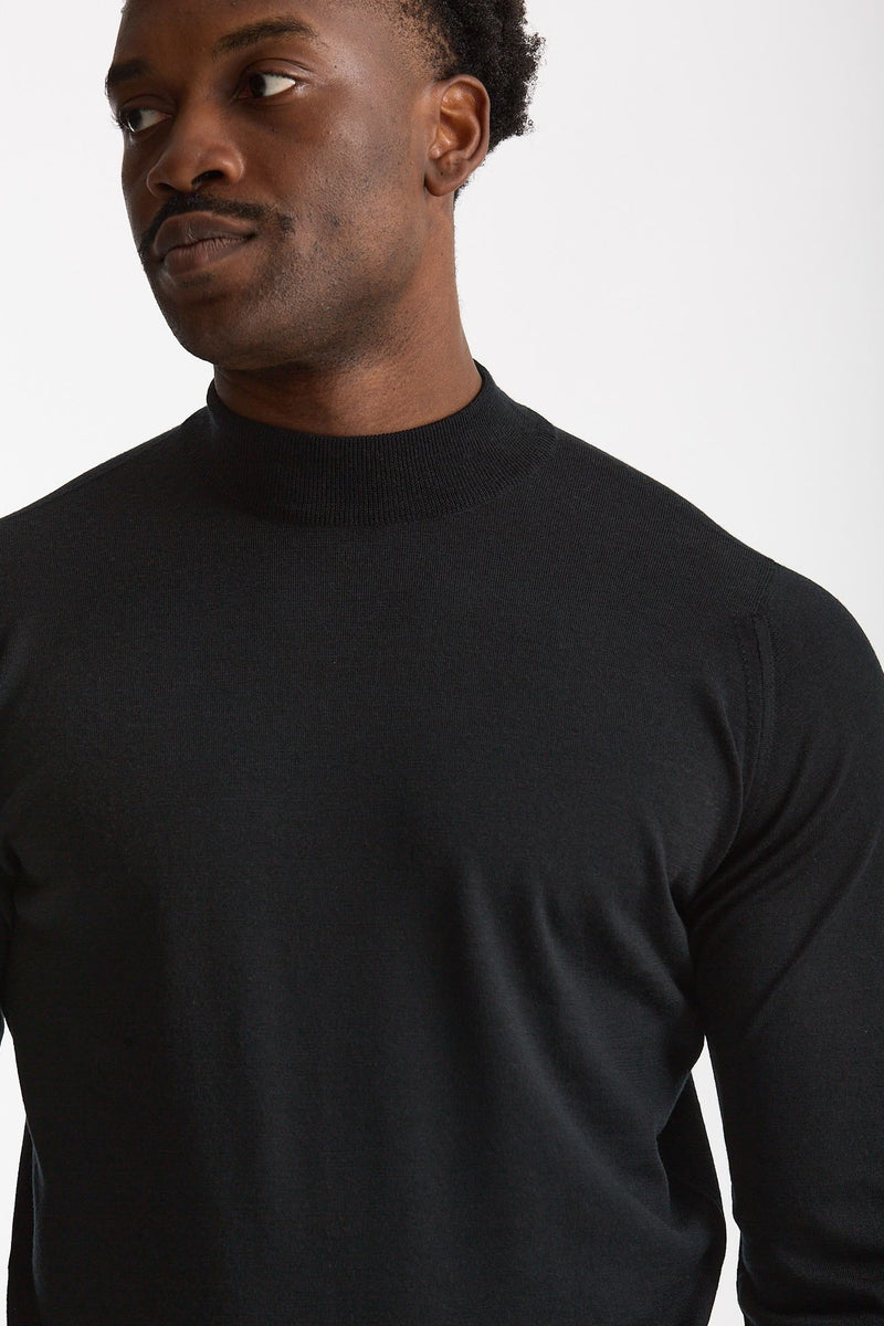 Maglia lupetto in lana nero men John smedley - 5