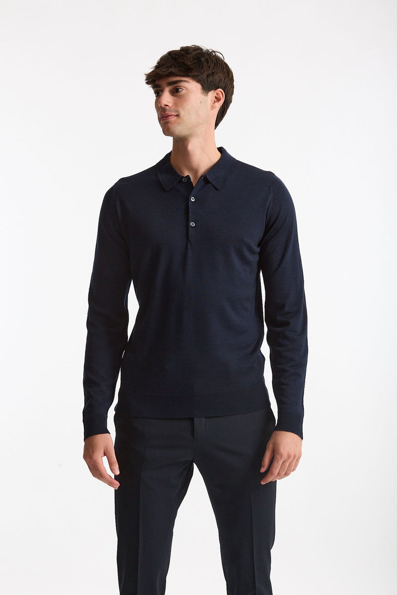 Polo in lana blu men John smedley - 2