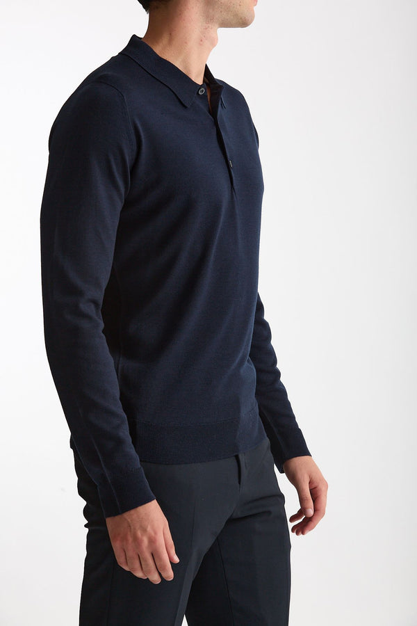 Polo in lana blu men John smedley