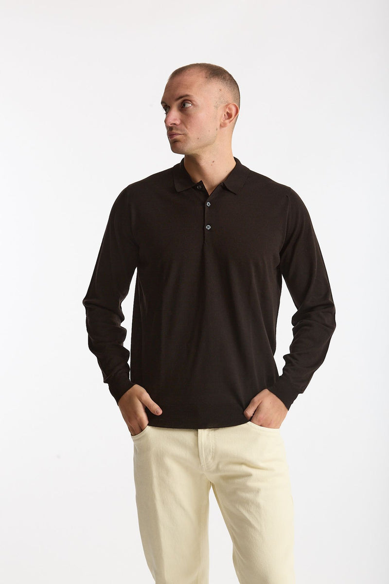 Polo in lana marrone men John smedley - 1