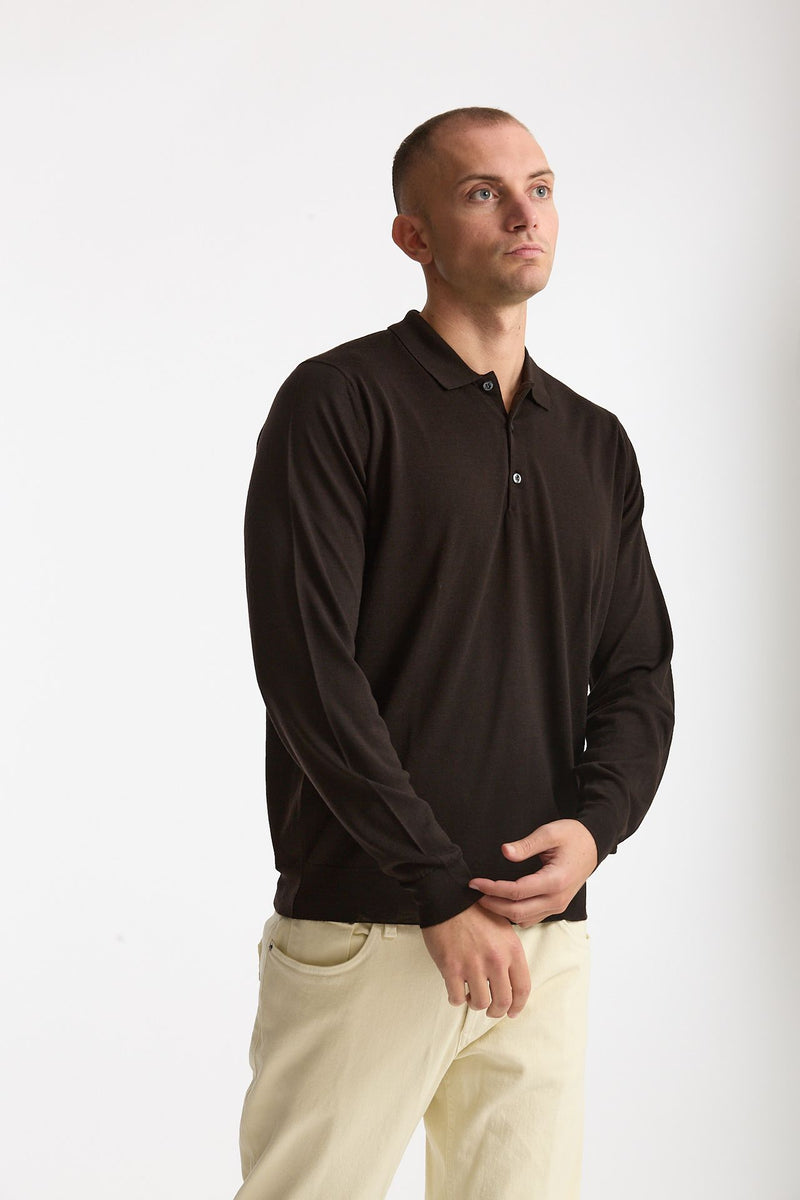 Polo in lana marrone men John smedley - 4