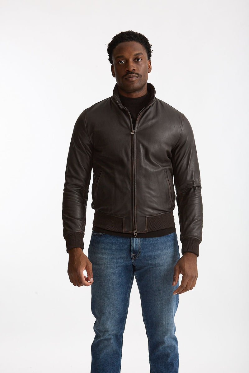 Giubbino NUVOLA NEW CAMPUS in pelle lavata  marrone men Stewart - 6