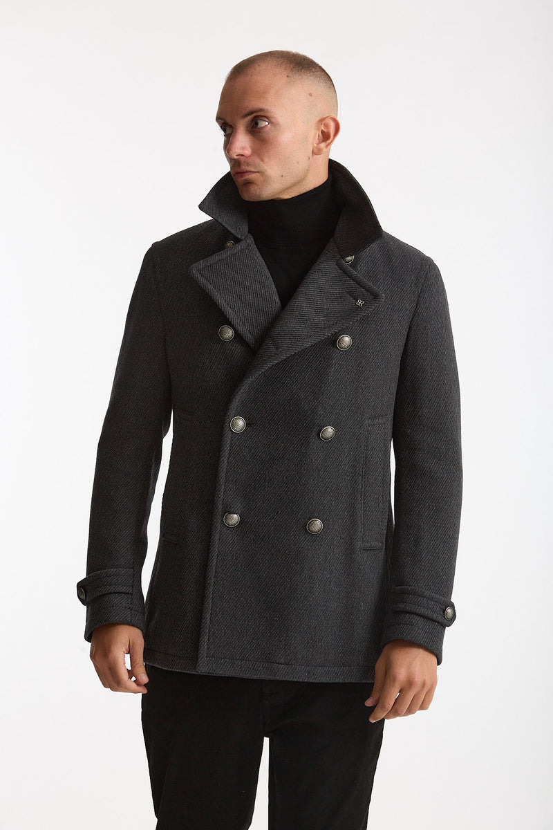 Peacoat in lana grigio men Tagliatore - 7