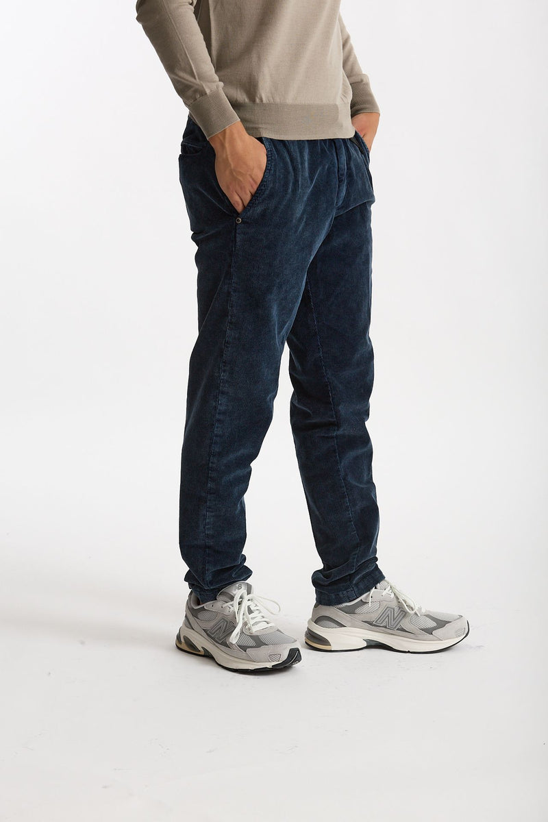 Pantalone in velluto lavato stretch blu men White sand - 2