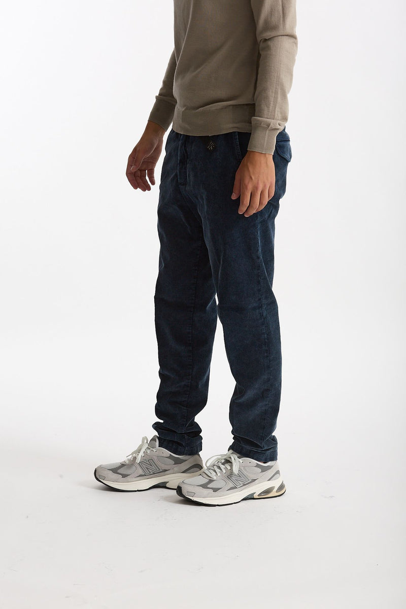 Pantalone in velluto lavato stretch blu men White sand - 4