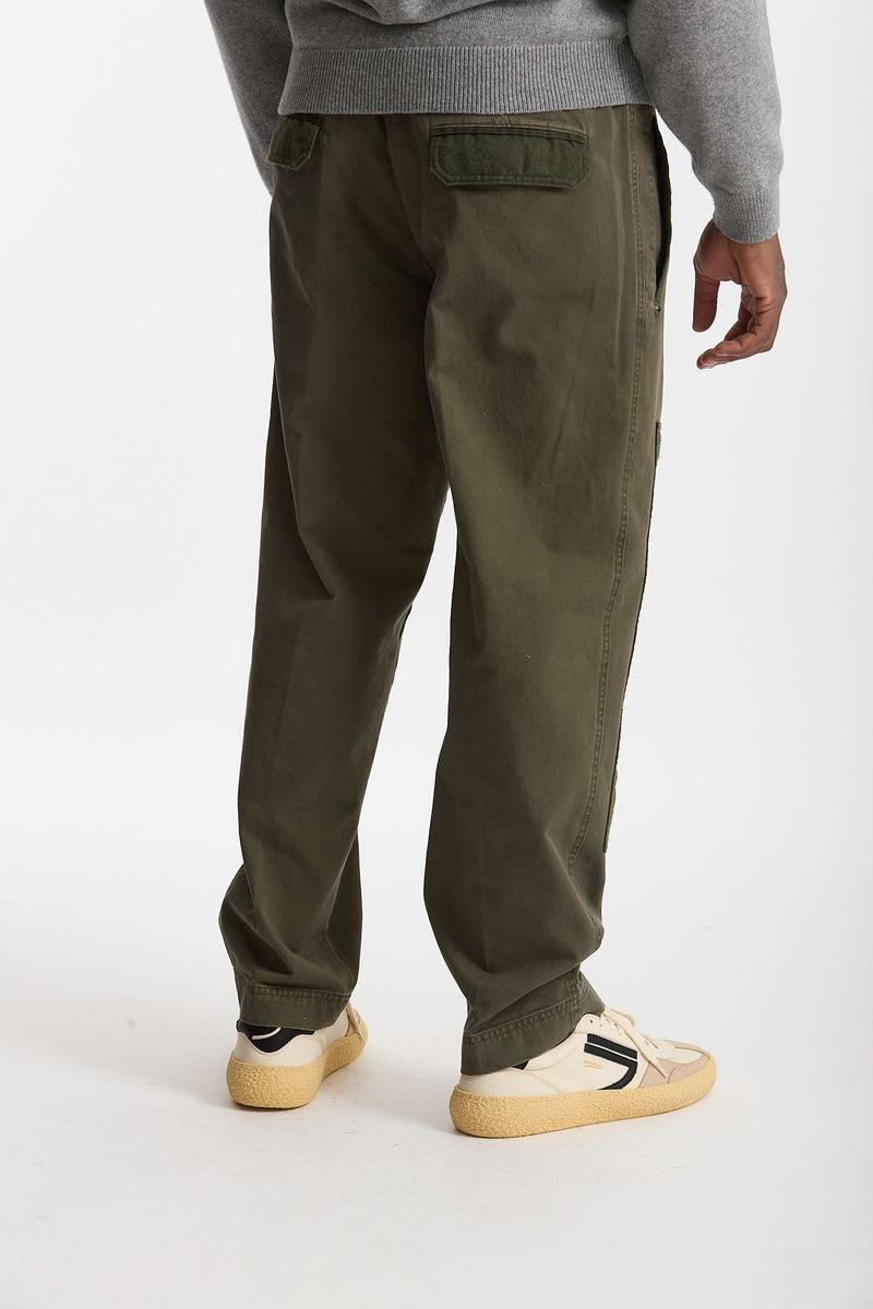 Pantalone Cotone fermo verde militare men White sand - 3