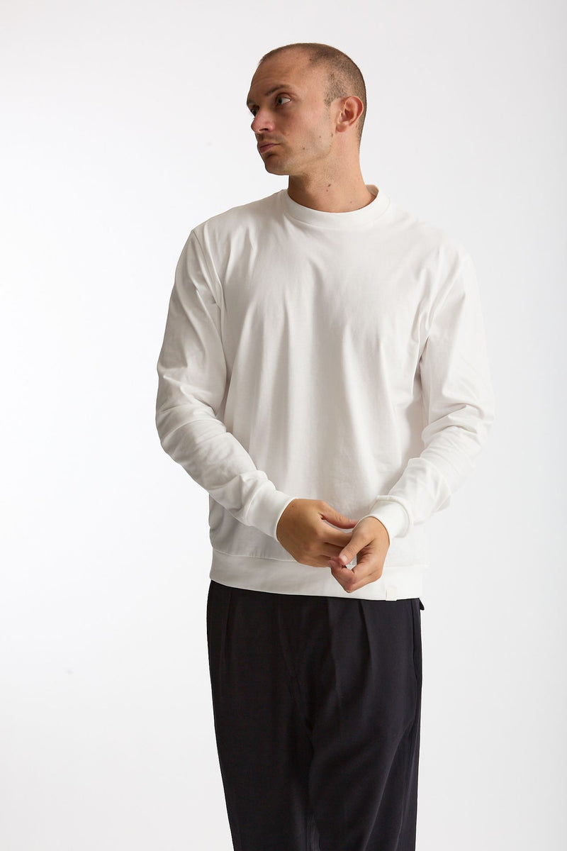 T-shirt manica lunga in cotone bianco men Woc - 2