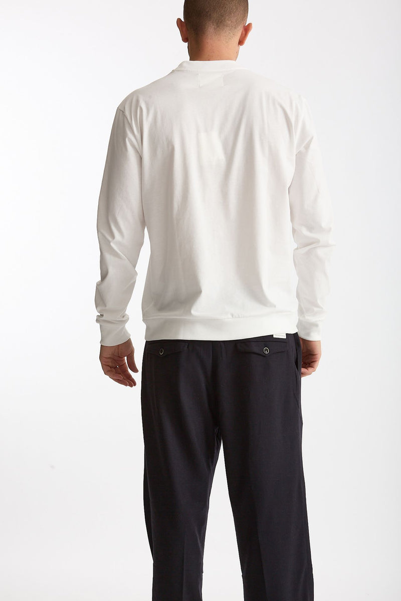 T-shirt manica lunga in cotone bianco men Woc - 4