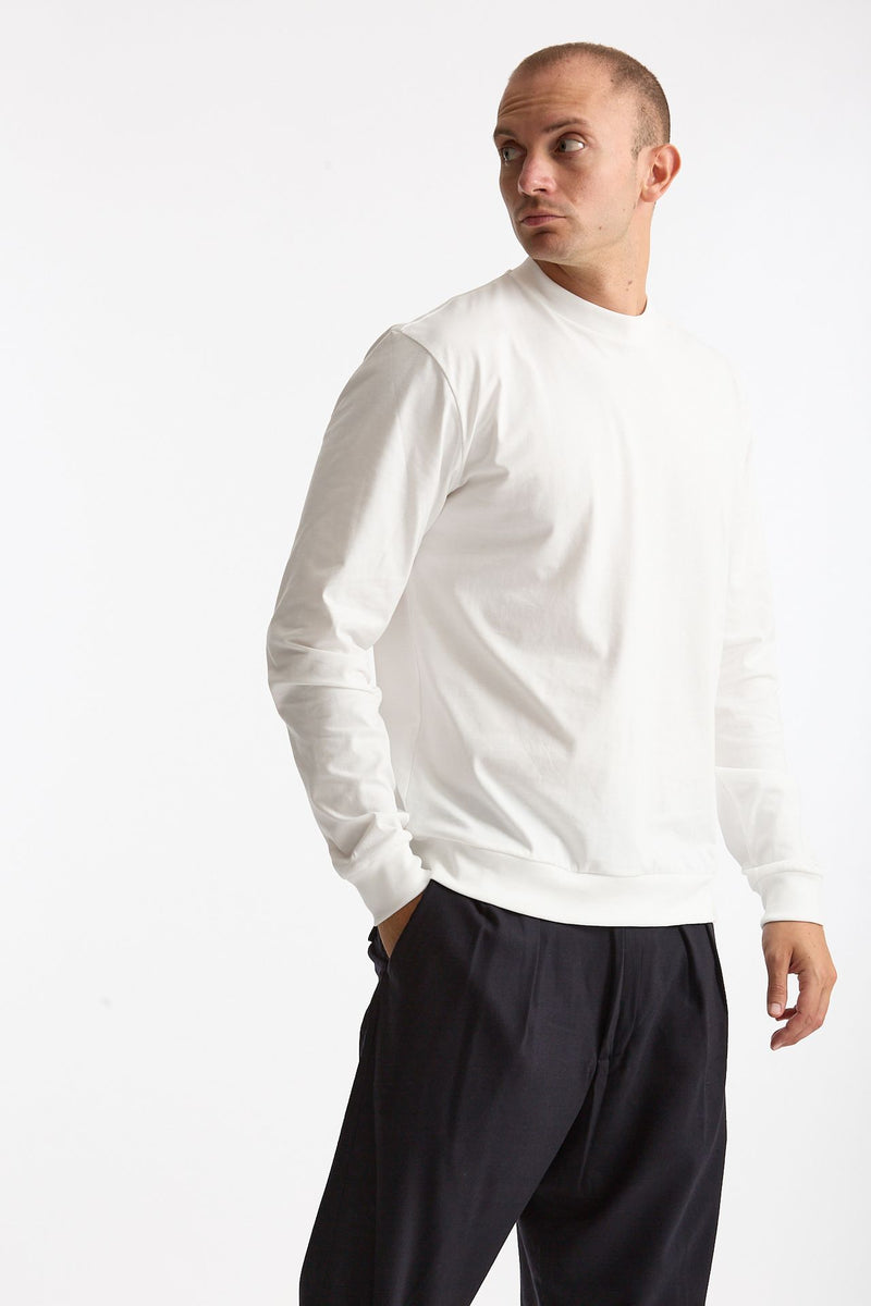 T-shirt manica lunga in cotone bianco men Woc - 1