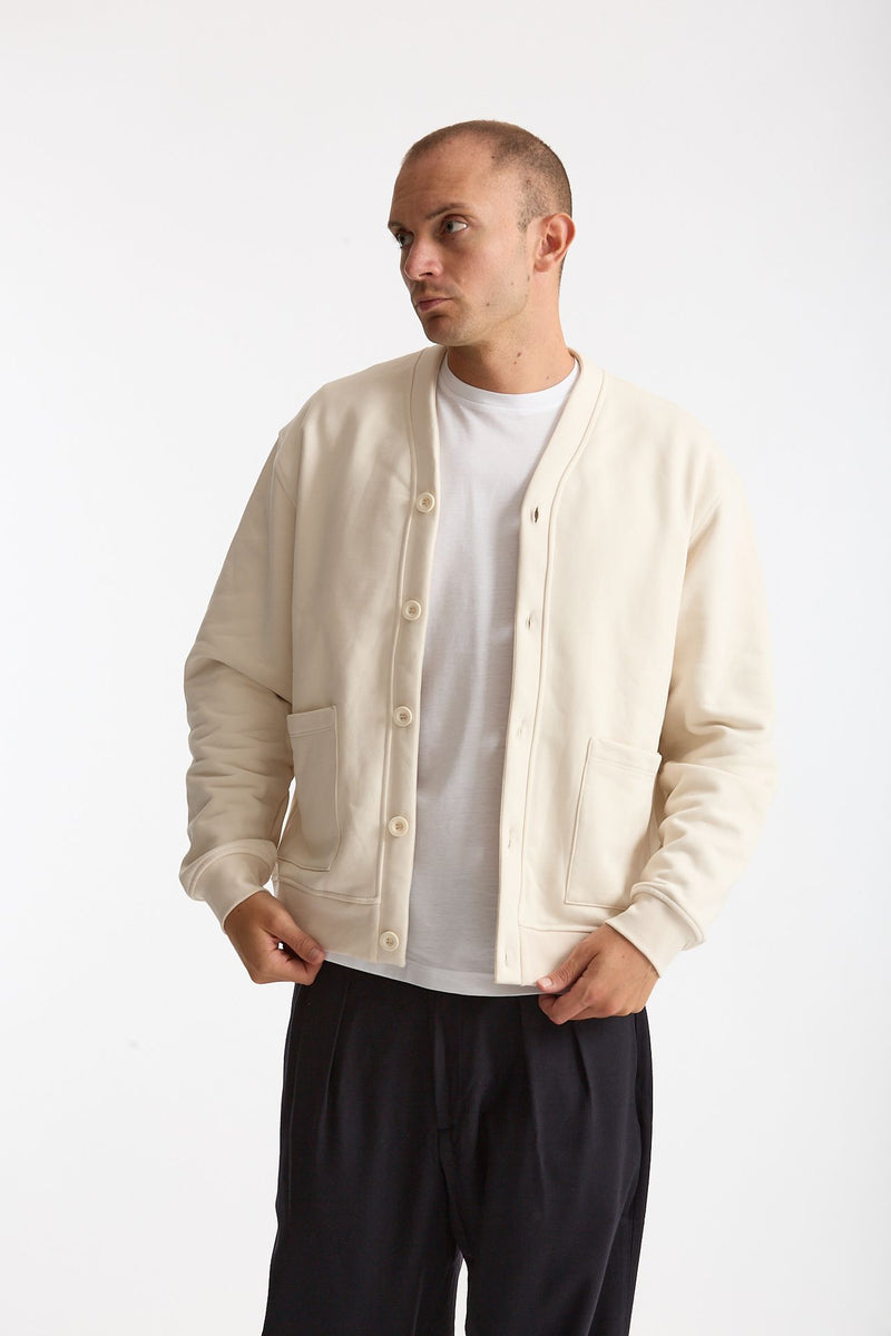 Felpa cardigan in cotone panna men Woc - 7