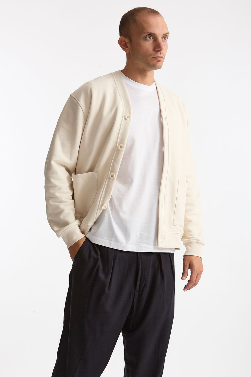 Felpa cardigan in cotone panna men Woc - 3