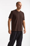 T-shirt girocollo in cotone marrone men Woc - 4