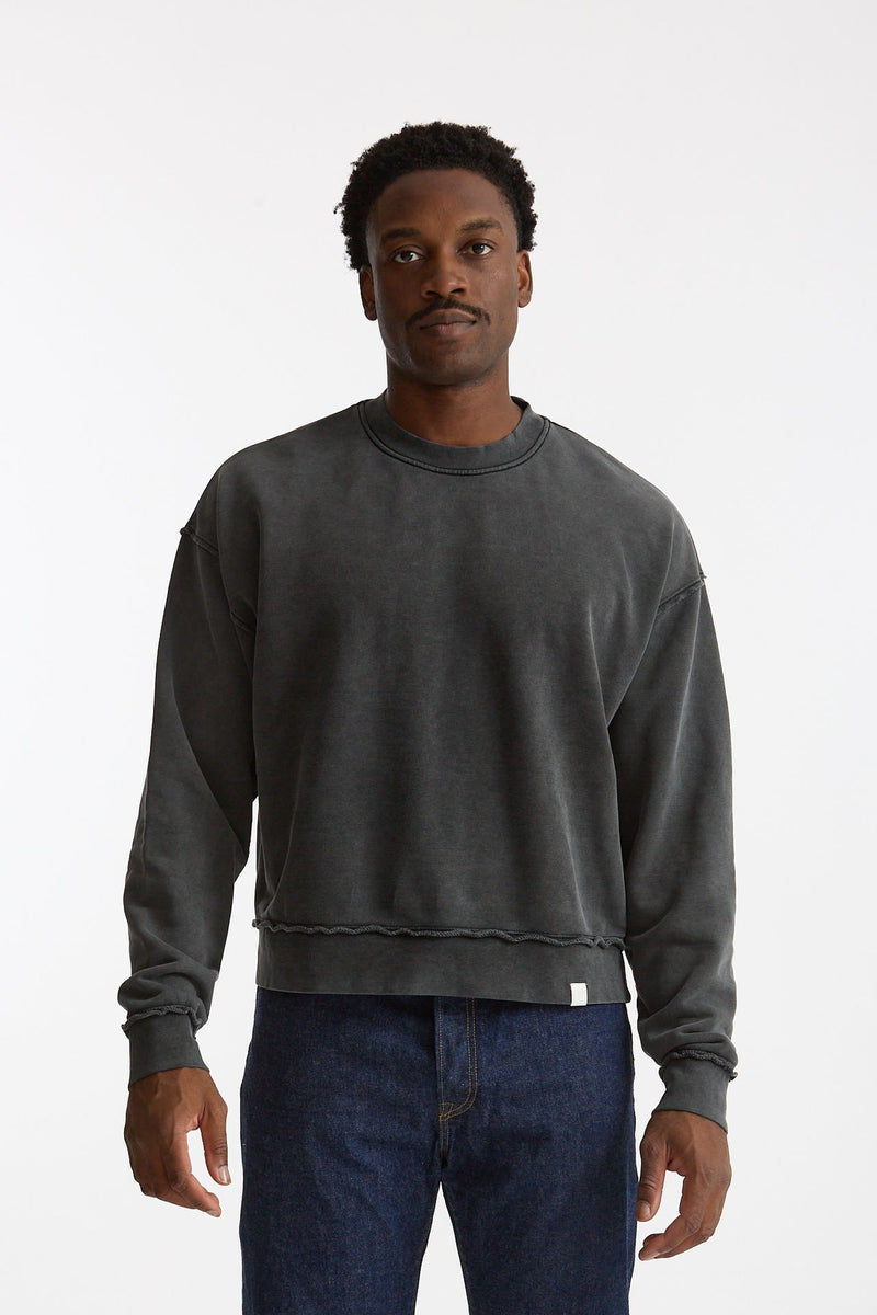 Felpa girocollo in cotone lavato grigio men Woc - 2